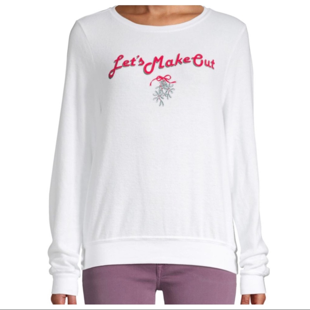 Wildfox Let’s Makeout White Long Sleeve Top